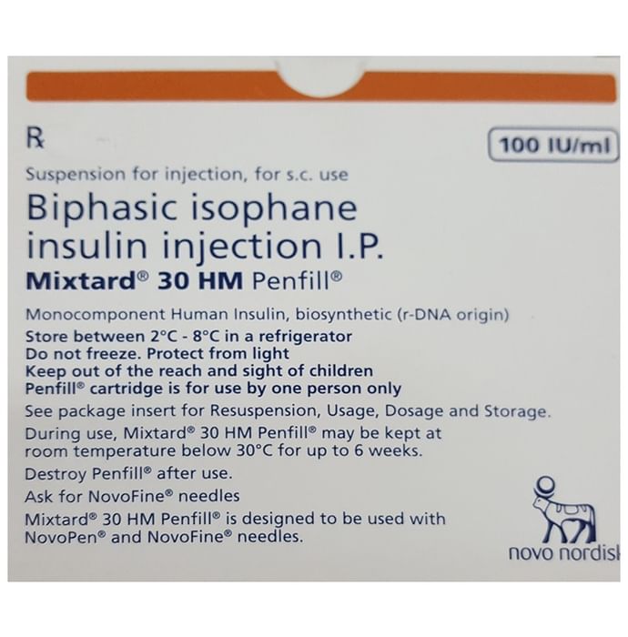 Mixtard 30 HM 100IU/ml Penfill (3ml Each) - Classic Derma