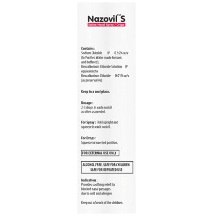 Nazovil S Saline Nasal Spray/Drops