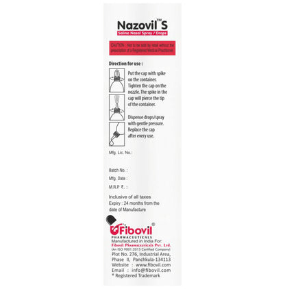 Nazovil S Saline Nasal Spray/Drops