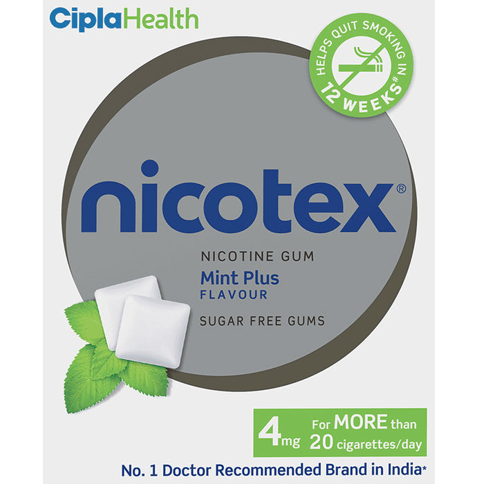 Nicotex Nicotine Sugar Free 4mg Chewing Gums Mint Plus - Classic Derma