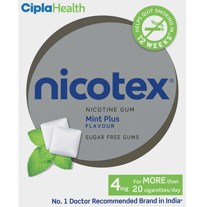 Nicotex Nicotine Sugar Free 4mg Chewing Gums Mint Plus - Classic Derma