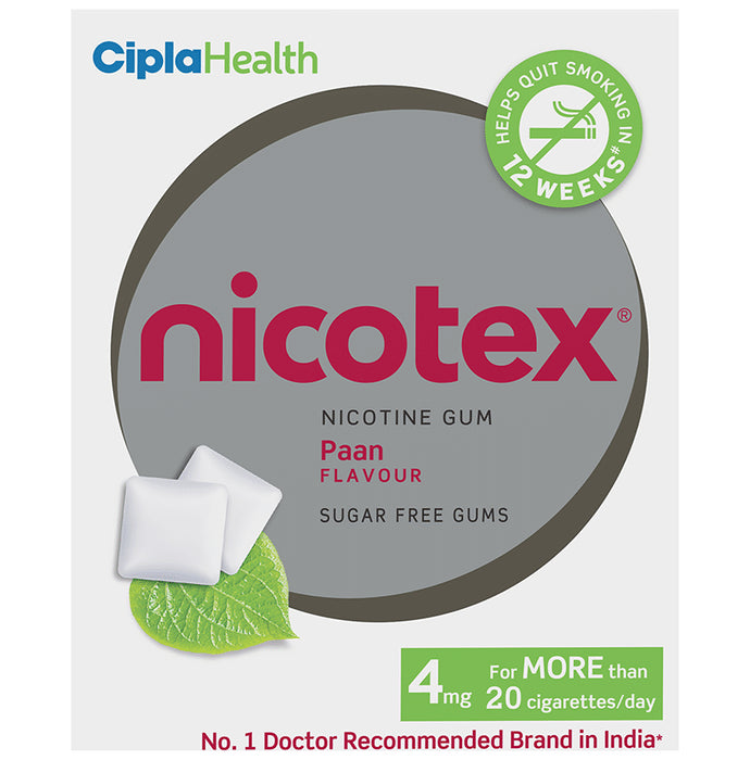 Nicotex Nicotine Sugar Free 4mg Chewing Gums Paan - Classic Derma