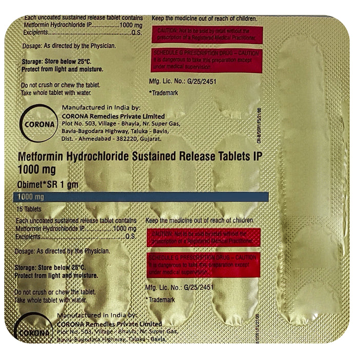 Obimet SR 1gm Tablet