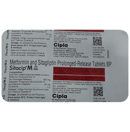 Sitacip M 50mg/500mg Tablet PR - Classic Derma