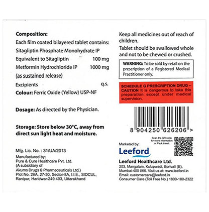 Sitaliptin-100 M Forte SR Tablet