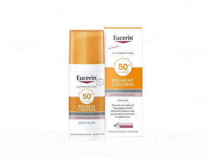Eucerin Pigment Control Sunscreen Fluid SPF50+ Has Thiamidol Prevent & Reduce Darkspot Is Nonsticky 
(50ml) - Classic derma