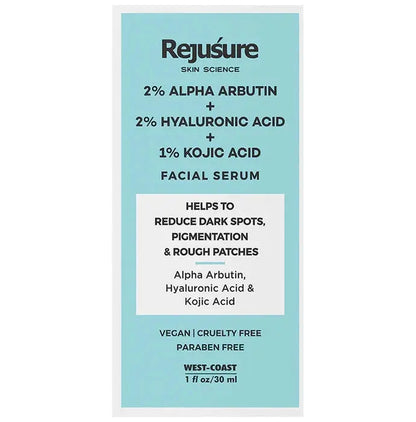 Rejusure 2% Alpha Arbutin + 2% Hyaluronic Acid + 1% Kojic Acid Facial Serum - Classic Derma 