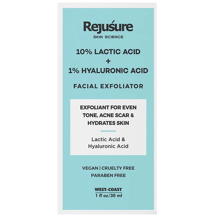 Rejusure 10% Lactic Acid + 1% Hyaluronic Acid Facial Exfoliator - Classic Derma