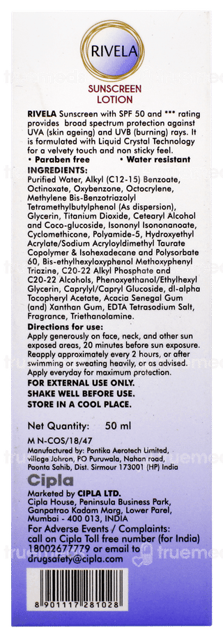 Rivela Sunscreen Lotion SPF 50